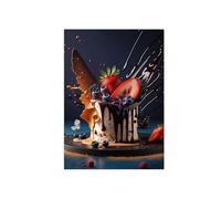 Kitchen Wall Art Picture. Print on Canvas. Chocolate Cake 2. Modern Dining Room Restaurant Decoration Painting 42x30cm Unframed