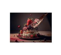 Kitchen Wall Art Picture. Print on Canvas. Chocolate Cake. Modern Dining Room Restaurant Decoration Painting 42x30cm Unframed