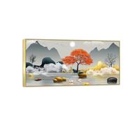 Kitchen Wall Art Picture. Print on Canvas. Deer Tree Mountain. Painting for Living Dining Room Restaurant Home Decoration 120x60cm Gold Frame
