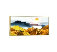 Kitchen Wall Art Picture. Print on Canvas. Mountain Sunset. Painting for Living Dining Room Restaurant Home Decoration 100x50cm Gold Frame