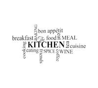 Kitchen Wall Art Word Art Decor, Kitchen Word Cloud Vinyl Sticker Kitchen Room decoration-L-44x91cm-Black