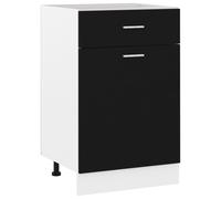 Kitchen Wall Cabinet Black Engineered Wood 50x46x81.5cm Single Door Storage Pro