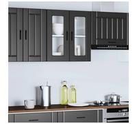 Kitchen Wall Cabinet Black Engineered Wood 60x31x60cm 1 Shelf Hinged Door Modern
