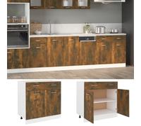 Kitchen wall cabinet smoked oak engineered wood 80x46x81.5cm hanging modern unit