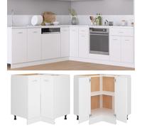 vidaXL Lyon White Engineered Wood Kitchen Corner Cabinet with 2 Shelves, 75.5 x 75.5 x 81.5 cm - 802489