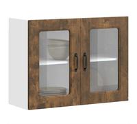 Kitchen Wall Cabinet with Glass Door Kalmar Smoked Oak Engineered Wood Berkfield Home Brown One Size