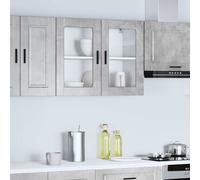 Kitchen Wall Cabinet with Glass Door Porto Concrete Grey