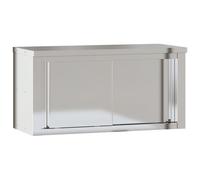 Kitchen Wall Cabinet with Sliding Doors Storage Cabinet Stainless Steel vidaXL