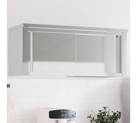 Kitchen Wall Cabinet with Sliding Doors Storage Cabinet Stainless Steel vidaXL