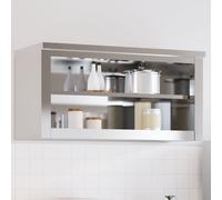 Kitchen Wall Cabinet with Sliding Doors Storage Cabinet Stainless Steel vidaXL