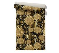 Kitchen Wall Decor Roll Furniture Stickers Gold Retro Narrow 45x1200cm | High-density vinyl with protective coating. Ideal for bedroom, living room and hallway. Wipe clean with a damp cloth easily.