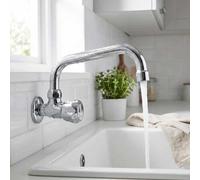 Kitchen Wall Mounted Cold Water Tap Single Lever 'C' Type Chrome Plated Brass