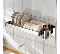 Kitchen wall-mounted draining rack above sink shelf stainless steel dish rack, 55CM-95CM (Size : 55 cm/21.7 inches)