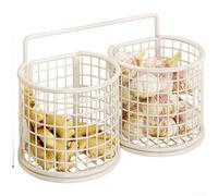 Kitchen Wall Organizer Mounts on Wall with Open Grid for Garlic Onions Seasonings and Root Vegetables Storage Functionality (3 White)