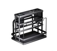 Kitchen Wall Rack For Cutting Boards And Chopsticks Kitchen Countertop Storage Rack Made Of Carbon Steel With Drain Tray For Moisture Control(Black Upgraded)