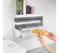 Kitchen Wall Roll Holder, 3-in-1 Kitchen Roll Holder, Cling Film Dispenser, Upgraded Foil Dispenser, Cling Film Cutter, Aluminium Foil Dispenser, Foil Paper Roll