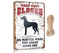 Kitchen Wall Sign Keep Gate Closed No Matter What The Great Dane Say Wooden Sign Vintage Room Decor Bathroom Decor Sets(15X28CM)