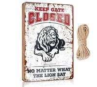 Kitchen Wall Sign Keep Gate Closed No Matter What The Lion Say Wooden Sign Vintage Room Decor Bathroom Decor Sets(15X28CM)