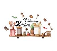 Kitchen Wall Stickers PVC Decals 30x60cm with Fun Cook Utensils Fork Vase Butterfly Design for Home Decoration Restaurant Dining Room Cafe Kitchen Background Wall Art Decor