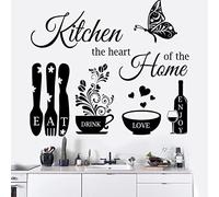 Kitchen Wall Stickers - The Heart of The Home Quotes Decals, Vinyl Wall Sign Art Decor for Dining Room and Living Room