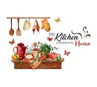 Kitchen Wall Stickers Waterproof - Peel and Stick Vinyl Decals for Home Decor, The Kitchen is The Heart of The Home Quote, Easy to Apply Removable Wall Art for Modern Kitchen