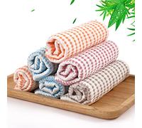 Kitchen Washcloths 6 Pack, 10x14 Inch Small Dish Cloth for Washing Dishes, Lint Free Fast Dry Reusable Cleaning Cloth, Ultra Soft & Scratch Free Waffle Dish Rag, Easy to Rinse Multicolor Dishcloth