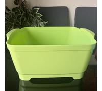 Kitchen Washing Up Bowl with Drainage, Lime Green, Large Capacity, kitchen sink dishwashing up bowl, caravan camping dish fruit veg washing up bowl with drainer plug grip plug