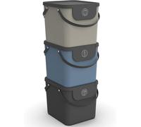 Kitchen Waste Bin 3-Set, Rotho 40L Waste Separation System w/ Handle, Stackable