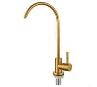 Kitchen Water Purifier for 360 Degree Swivel Faucet, Single Cooling Stainless Steel Water Dispenser with G1/2 G1/4 Pipe Compatibility, Gold Finish(201 stainless steel)