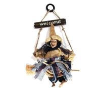 Kitchen Witch Doll,Welcome Vintage Witches Doll With Handmade Broom,Yellow