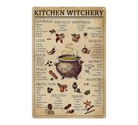 Kitchen Witchery Decor, Vintage Metal Tin Sign, Kitchen Witchery Signs Witch Knowledge Poster, Dinning Room Bar Pub Wall Decorations 30x40 CM