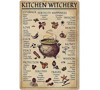 Kitchen Witchery Infographic Posters Witchcraft Retro Posters Halloween Party Plaque Decoration Home Farmhouse Cafe Wall Decor 12x16 Inches
