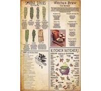 Kitchen Witchery Knowledge Metal Tin Sign Witches Brew Tea Recipes Chart Wallart Artwork Poster Farm School Office People Cave Bedroom Livingroom Vintage Plaque Decoration 8x12 Inch