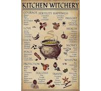 Kitchen Witchery Metal Tin Sign Witchy Room Decor Retro Metal Backyard Bar Wall Decoration Plaque Metal Tin Sign 8x12 Inch