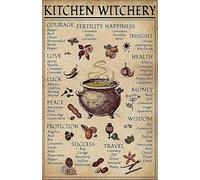 Kitchen Witchery Metal Tin Sign Witchy Room Decor Retro Metal Poster Backyard Bar Wall Decoration Poster Plaque 8x12inch