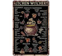 Kitchen Witchery Witch Decor Halloween Vintage Metal Tin Sign Witchcraft Baking Kitchen Decor Iron Painting for Home Garden Black Cats Wall Art Poster 12x16 Inch