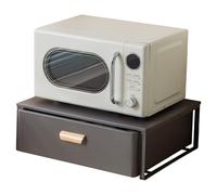 Kitchen with Pull-Out Drawer Microwave Stand Coffee Station Carbon Steel Black 30cm - Enhance Your Space for Appliances and Storage Solutions.