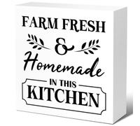 Kitchen Wood Box Signs,Farm Fresh Homemade in This Kitchen Wooden Block Sign,Kitchen Wood Signs for Home Decor,Farmhouse Kitchen Table Decor 5x5 Inch