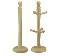 Kitchen Wooden 6 Cup Mugtree and Paper Towel Roll Holder Stand Rack Apollo - New (Towel Holder & Mugtree, Beachwood)