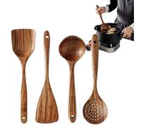 Kitchen Wooden Spoon - Serving Spoons | Noodles Long Handle Spoon with | Natural Wood Build, Cooking Ladle for Dishes, Dining Utensils with Comfortable Grip, Cooking Spoons for Culinary Use