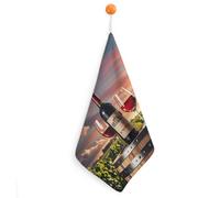 Kitchen Wooden Wine Barrel Hand Towels with Hanging Loops, Highly Absorbent & Quick Drying Towels for Kitchen Bathroom, Microfiber Cleaning Cloth, Dish Towel, Tea Towel Decorative, Dish Rag(12x12)