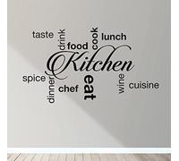 Kitchen Words Wall Art Decal Sticker Mural Decor Text Eat Cook Lunch Drink Dinner Cuisine