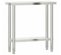 Kitchen Work Table 2-Tier Prep Table Catering Table Stainless Steel vidaXL