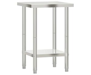 Kitchen Work Table 2-Tier Prep Table Catering Table Stainless Steel vidaXL