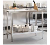 Kitchen Work Table Silver 110x55x85 cm Stainless Steel Top & Shelf Commercial XL