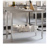 Kitchen Work Table Stainless Steel 110x55x93cm Silver with Backsplash Shelf Pro