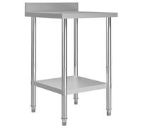 Kitchen Work Table with Backsplash 60cm Stainless Steel Workbenches vidaXL