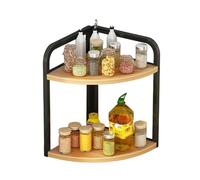 Kitchen Worktop Corner Shelf Spice Rack Kitchen Accessories Wooden Spice Rack Triangle Iron Nathroom Corner Desktop Organiser (2 Tiers (M))