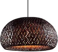 Kitchen Woven Farmhouse Coastal Chandelier Black Bamboo Personalized Lampshade Bowl Shape Ceiling Pendant Light for Living Room Dining Room Bedroom Kids Room