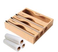Kitchen Wrapping Paper Organizer - Wooden Foil And Wax Dispenser | Large-Capacity Tape Storage Holder | Multifunctional 5-In-1 Kitchen Organization For Restaurant, Cafe